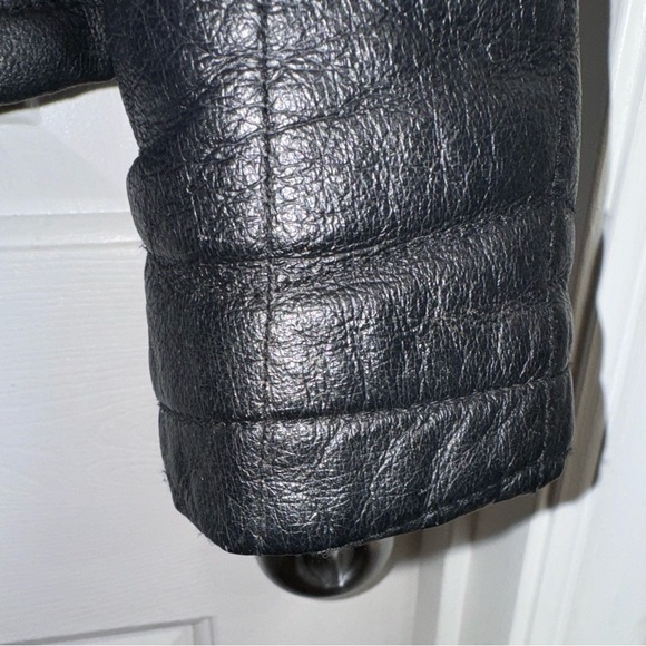 KC Collections Black Leather square stitched Jacket, Size Small - Picture 14 of 16